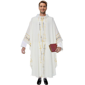 เสื้อคลุมสำหรับนักบวชชายหญิงพิมพ์ลายนักบวชมุสลิมสำหรับชุดคอสเพลย์ชุดคลุม