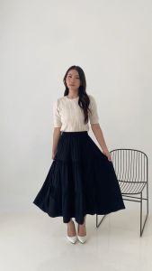 BAGGU Xena Skirt black / Rok Serut Hitam / Rok Koket