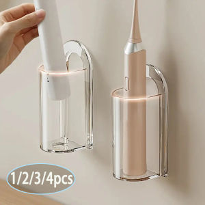1-4pcs Non Perforated Toothbrush Holder Electric Toothbrush Base Space Saving Wall Mounted Toothbrush Holder Bathroom Accessory
