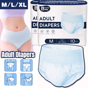 Bermababy Adult Diapers M/L/XL (10pcs/1pack): Disposable and Leak-Proof Pull Up Pants Quickly Absorb Diaper