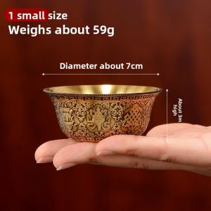 ZANGCUN | Eight Auspicious Signs Brass Water Offering Cup