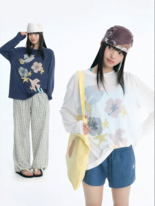 JNXS | Bird Floral Print Loose Blouse