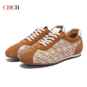 CHCH Womens Tennis Shoes 2025 Spring Retro Splicing Design Lace up Shoes Comfortable Womens Walking Shoes
