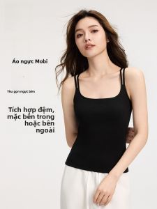 MiiOW | Áo ba lỗ lụa treo vai thoáng khí mùa hè dành cho nữ Áo ba lỗ hai vai có đệm ngực che chắn bên hông và ngăn ngừa ánh nắng mặt trời