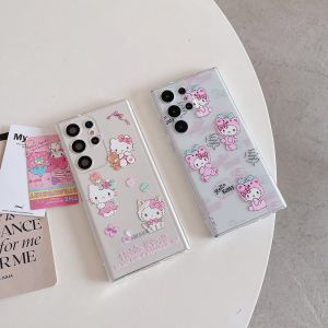Cute Cartoon Hello Kitty Shockproof Cases for Samsung S25Ultra S23Ultra Note20Ultra S22Ultra S24Ultra Phone Case for Galaxy S25 S24 S22 S21 S20 S23 CellPhone Cover for S25Plus S24Plus S23Plus S22Plus S24FE S23FE