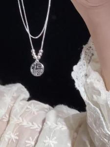 WU YUE JEWELRY | Full Blessing Pure Silver Necklace Fashionable Versatile
