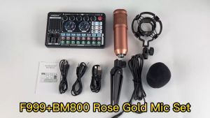 Siborie【Free Headset】F999+BM300/BM800PRO+E10 paket lengkap soundcard mic headset 3 in 1 full set
