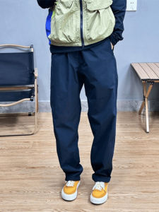 กางเกงปีนเขาแบบกันน้ำระดับฝนตกสำหรับผู้ชาย กางเกงขายาวทรงหลวมเอวยางยืด กางเกงขายาวลำลองฤดูใบไม้ร่วง/ฤดูหนาว สีเข้ม