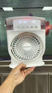 Portable Electric Mist Fan with Timer LED Lamp and Ice Container Multifunction Air Cooling Humidifier Fan Compact Desktop Fan for Home Bedroom Outdoor Activities