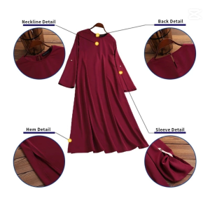 Long-sleeve dress with round neckline and button Features Back zipper Exclusive casual Semi-formal Tunic Blouse Occasions