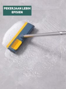 Mainland Sikat Lantai 2in1 Alat Sikat Gagang Toilet Kamar Mandi Wiper Pembersih Lantai Dinding Wiper Dorong Serokan Air HSB655
