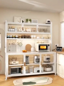 MUZU แบ่งเป็นตู้กับชั้นวาง ตู้กับข้าวห้องครัว ตู้เก็บของอเนกประสงค์ ชั้นวางของในครัว ชั้นวางไมโครเวฟ วางของในห้องครัวได้ กันน้ำ สนิม กันเชื้อรา