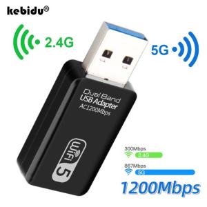 KEBIDU | 5G Wifi Adapter WiFi Usb 3.0 Adapter 1200Mbps Wireless Network Card Wifi Dongle Receiver Lan Ethernet Adaptor For Pc Laptop