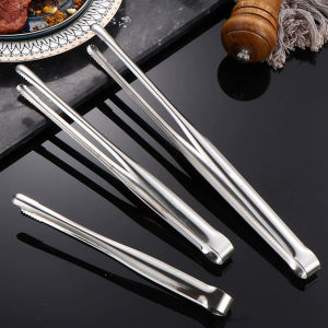 Amoki【Ready in Stock】 Stainless Steel Barbecue Clip Food Tongs Long-handled Outdoor Grilling Steak Clamp Baking BBQ Tool