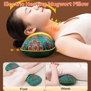 หมอนโมกซิบัสชั่นไฟฟ้าสำหรับปวดคอ อุ่นร้อน ปกป้องกระดูกสันหลังส่วนคอ 艾草颈椎热敷枕