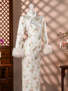 Áo Dài Lông Cừu Tay Dài Đẹp và Độc Đáo Màu Trắng cho Mùa Đông