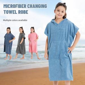 Kids Bath Hooded Changing Towel Robe Swimming Robe Surf Beach Poncho Quick Dry Absorbent Surf Poncho Microfiber Towels