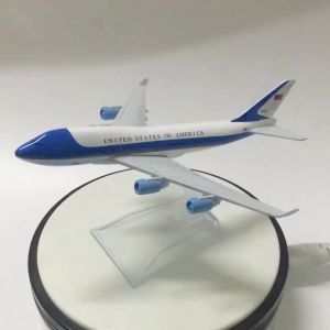 16cm Miniature Airplane Toy 1/400 Air Force One B747 Diecast Metal Plane Model Kit with Stand For Display Collection or Gift