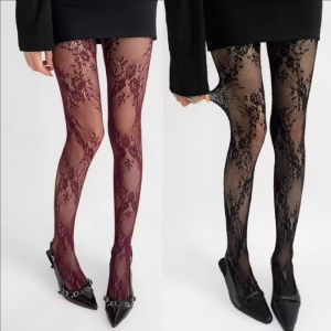 Lolita Sweet Girls Floral Tights Colorful Thigh High Stockings Lingerie Women Hollow Out Fishnet Pantyhose
