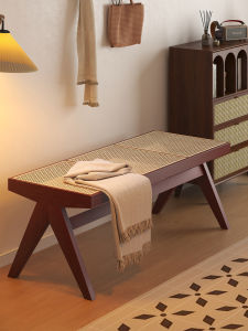 MU FENG ZHI NAN | Multifunctional Wooden Rattan Bench