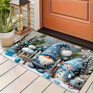 VIKAMA Christmas Elf Doormat Soft Cosy And Sound-Absorbing Entrance Hall Doormat Bathroom Toilet Carpet Home Décor