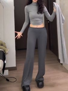กางเกงโยคะเอวต่ำสีพื้น กางเกงวิ่งออกกำลังกาย กางเกงขายาวสำหรับฤดูใบไม้ร่วง กางเกงขายาวแบบซิปซ่อน ผ้าฝ้ายระบายอากาศได้ดี แห้งเร็ว ระบายความชื้น