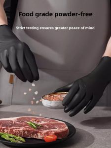 DINGQING | Black Nitrile Thick Disposable Gloves for Chef Use