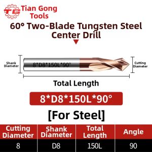 TG | Steel and Aluminum Center Drill Tungsten Steel Coated 60 Deg