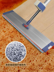 New 2024 Large Size Hands-Free Hotel Cleaning Mop for Wooden Floor Easy to Use Stainless Steel Pole Ultra-Fine Fiber Cloth