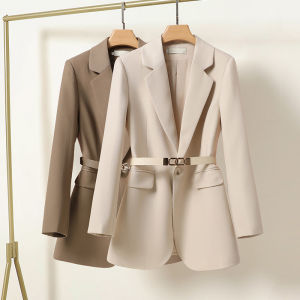 Elegant Professional Womens Suit Jacket MK One Button Waist-Cinching Midi Length Spring New Style High Quality Fashionable