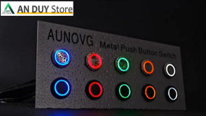 Công tắc Nhấn giữ Tự khóa 16mm có đèn LED Vỏ INOX chống thấm nước 5 chân tiếp điện