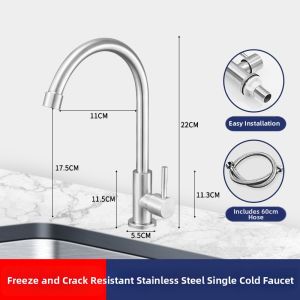 304 Stainless Steel Swivel Water Saving Single Cold Water Faucet