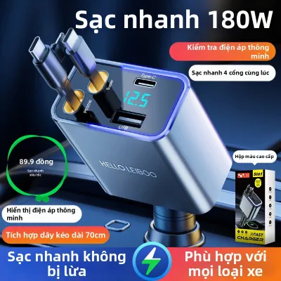 HELLOLEIBOO | Đầu Chuyển Sạc Xe Hơi 2 Cổng Siêu Nhanh