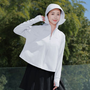 Womens Summer New Ice Silk UV Protection Clothing Short Thin Breathable Sunscreen Coat Shoulder Length Stylish Versatile Design