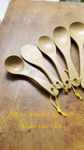 Combo bộ Thìa Vá Gỗ Muỗng Gỗ Cán dài ngắn Dùng Xới cơm Lấy saffron múc mật ong khuấy trà để mộc hàng xuất khẩu Thìa được làm từ gỗ nguyên khối không phun sơn và hoá chất độc hại không tẩm thuốc tránh mối mọt a