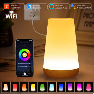 Tuya WiFi Smart Night Light Work with Alexa Google Home Night Table Lamp Bedside Dimmable Multi-Color Bedroom Decor Night Lights