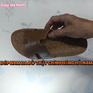 Dép Nam Quai Ngang TiTi ĐÔ Da Bò Thật Cao Cấp DNA2210