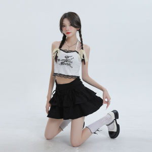 Mass Sweet Ruched Cake Dress Womens Summer 2024 New Arrival High Waist Black Skirt Pettiskirt A- line Skirt