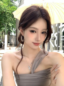 Peach Tea Fashion OL Style Earrings Sparkling Sequins Lightweight Luxury Elegant Geometric Pattern Copper Alloy for Women