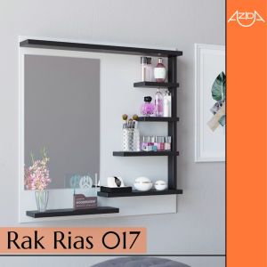 Rak Rias Make Up Dinding Tempel Gantung Kayu / Rak Kosmetik Kayu Susun Gantung Dinding Tempel Kaca Serbaguna