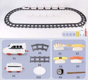 [READY STOCKS] Rechargeable Battery Conveyor belt Kid Sushi Trainl Set Rotating Food Revolving Sushi Bar Toys for Party 回转寿司玩具轨道火车电动网红同款过家家女孩儿童生日派对旋转车