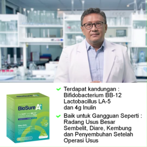 BioSure A+ Herbal Probiotik Halal untuk Kesehatan Usus - Solusi Nyaman untuk Gangguan Pencernaan dan IBS