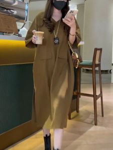 Váy Dài Chữ a Dáng Rộng Thời Trang Mùa Hè Cho Nữ Váy Midi Cổ Tròn Tay Ngắn Dáng Chữ a Váy Công Sở Phong Cách Hàn Quốc