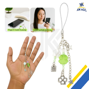 [KN ACC] NANVAN NVN-TL33 TALI GANTUNGAN HP/TAS/KUNCI LUCKY CHARM DAUN SEMANGGI DAN BINTANG GOOD LUCK MINIMALIS