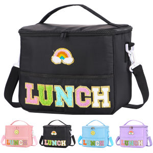 Towel Embroidered Letter Outdoor Large Capacity Crossbody One Shoulder Picnic Bag Camping Picnic Travel Handheld bag.-zmt