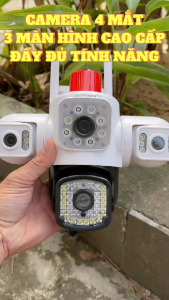 Camera YOOSEE Ngoài Trời 4 mắt 18Mpx (Xoay Được 3 Mắt) 3 Màn HìnhTích Hợp 46 LED Đàm ThoạiBáo Động