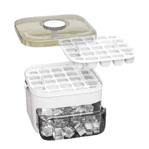 Double Layer Push Type Ice Cube Mold Ice Maker 25/50Grid Large Capacity with Lid Ice Cube Tray Reusable Food Grade Ice Cube Mold