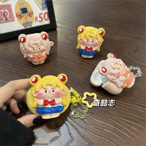 Adorable Anime Girl Bluetooth Wireless Earphone Case Protective Cover Moon 3D Sticker T6S Soft Shell Green Union HiTuneT3