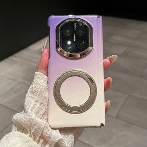 Gradation Leather Grain Electromagnetic Edge Rotating Bracket Case for HUAWEI MATE X7
