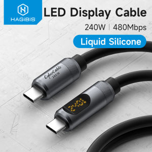 Hagibis USB C Cable With LED Display USB C To Type C Fast Charger Cable PD 240W Charging Cord 5A Fast Charge Data Transfer Cable For iPhone 16/15 Pro iPad MacBook Pro Air Android